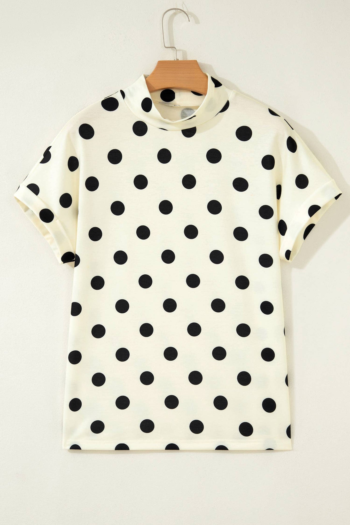 Polka Dot Print High/Mock Neck
