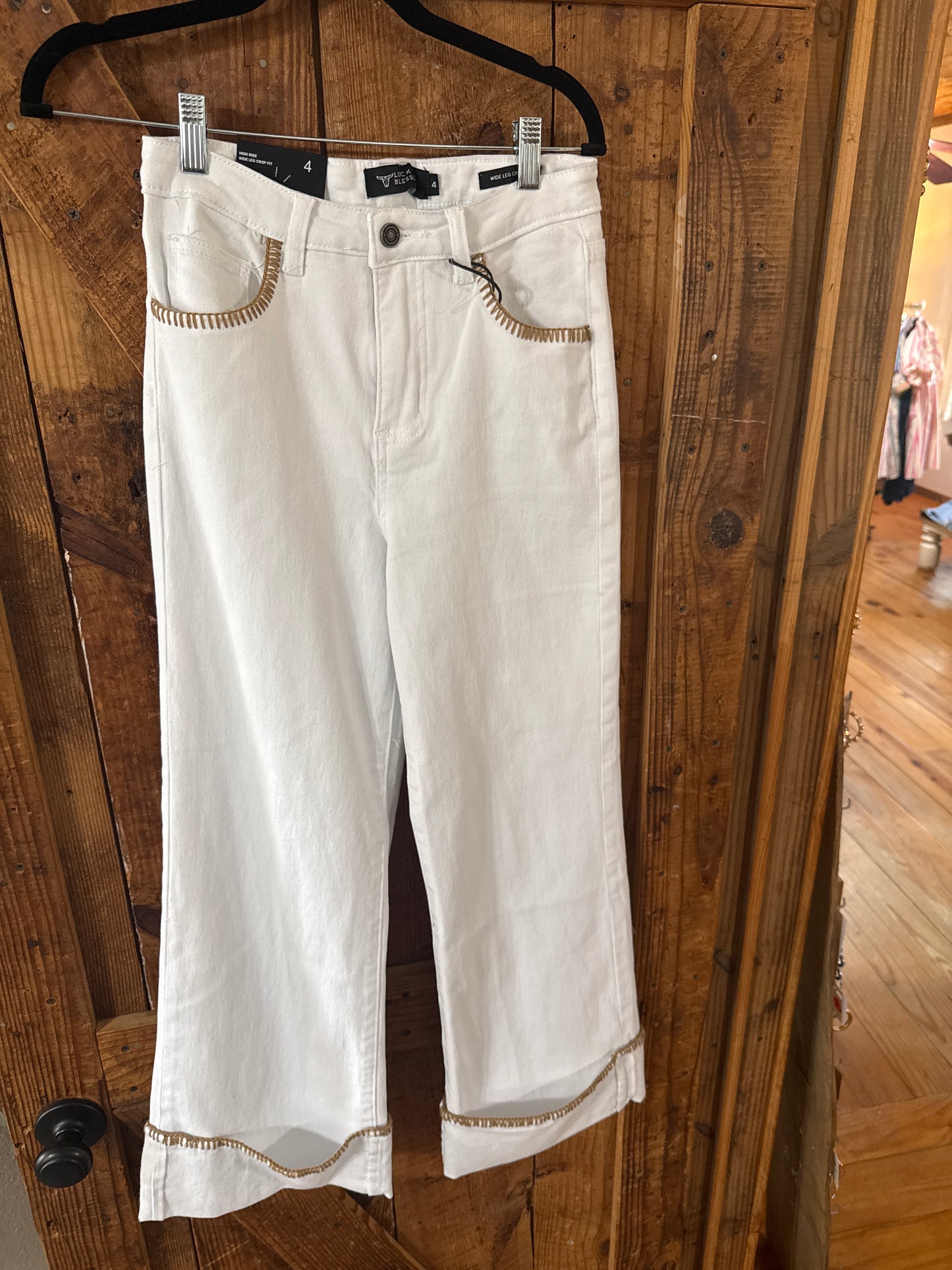 White Jean w/ Tan Detail