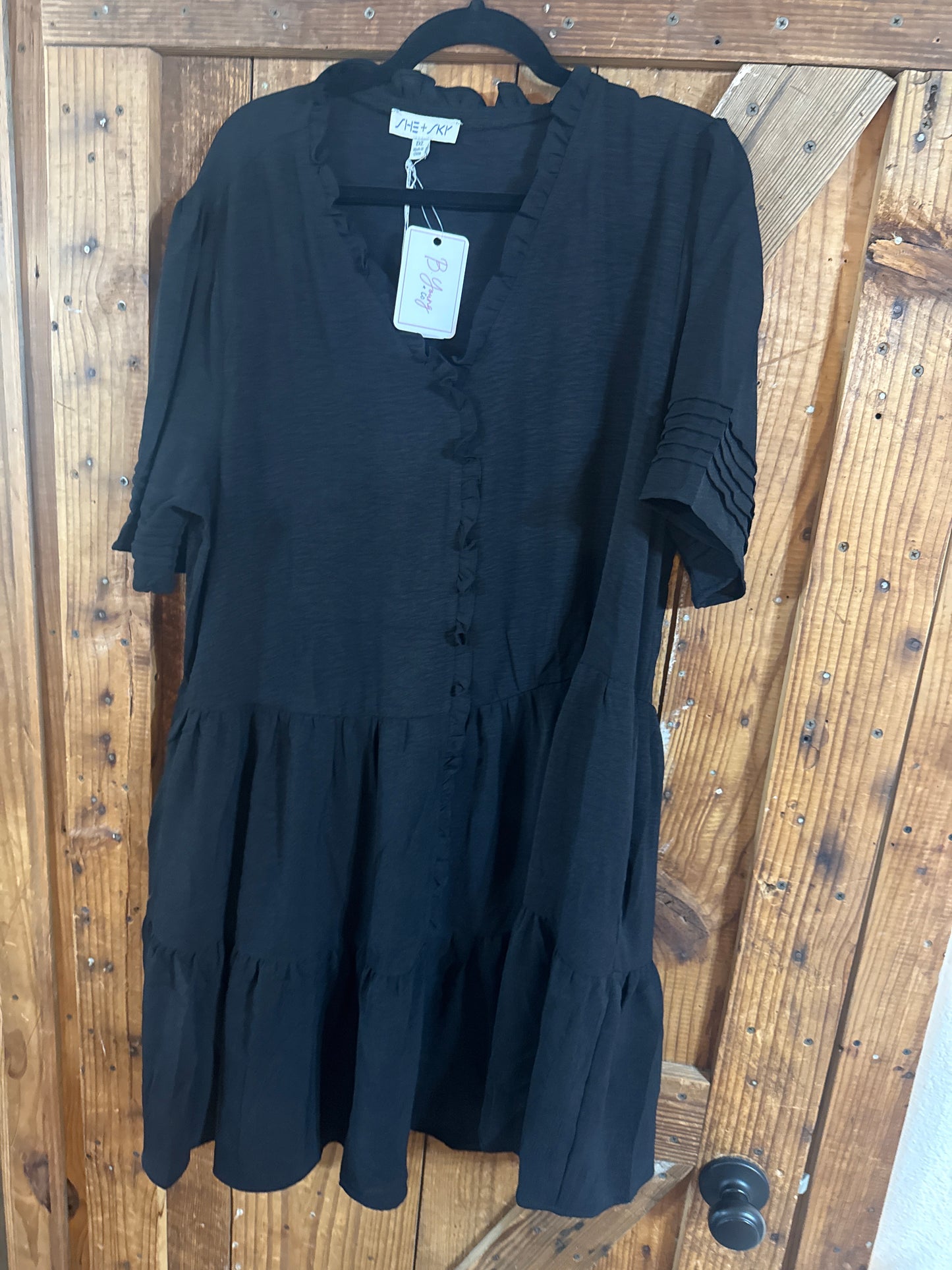 PLUS Black Tiered Dress