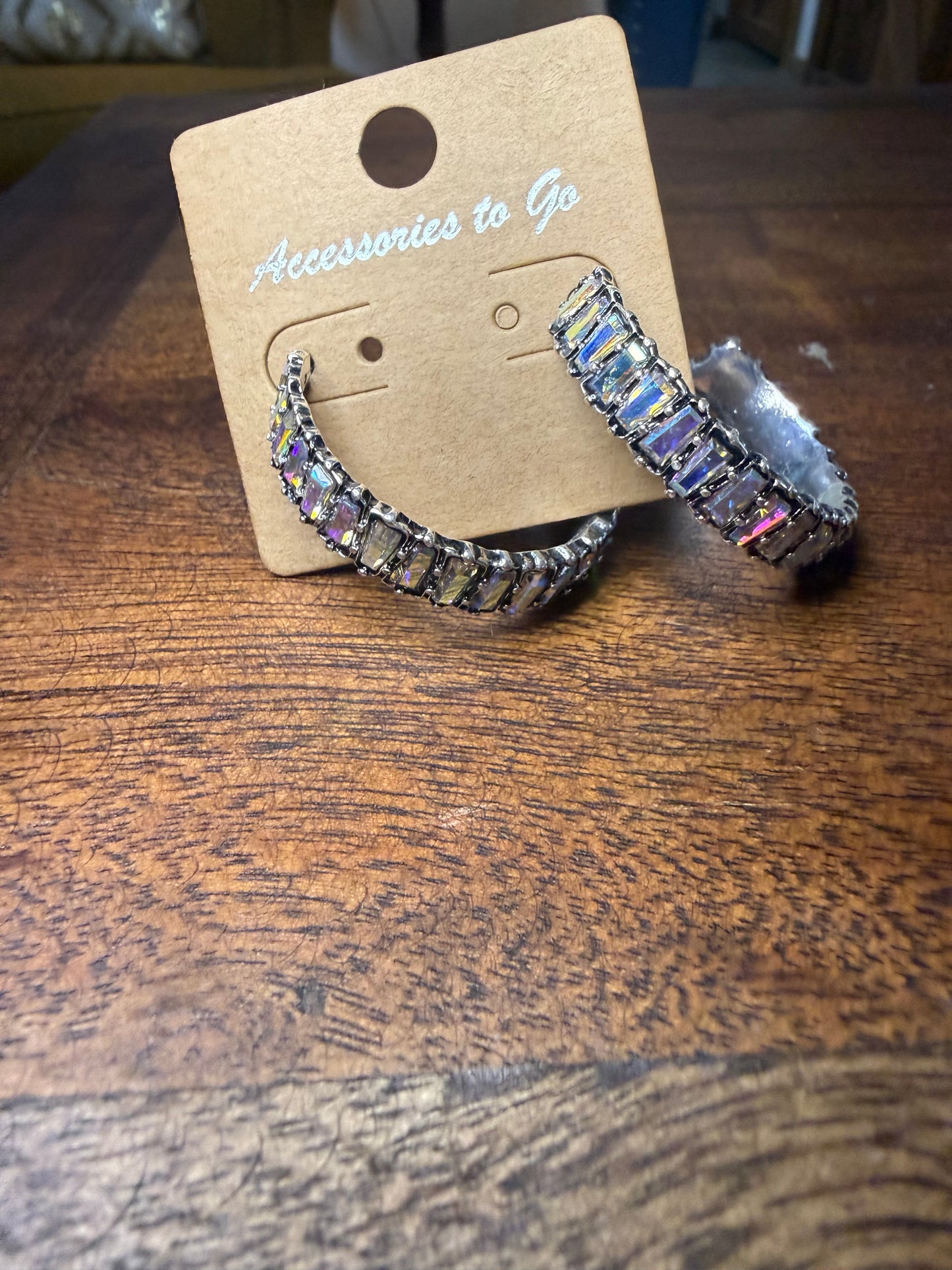 Silver Rhinestone Hoops
