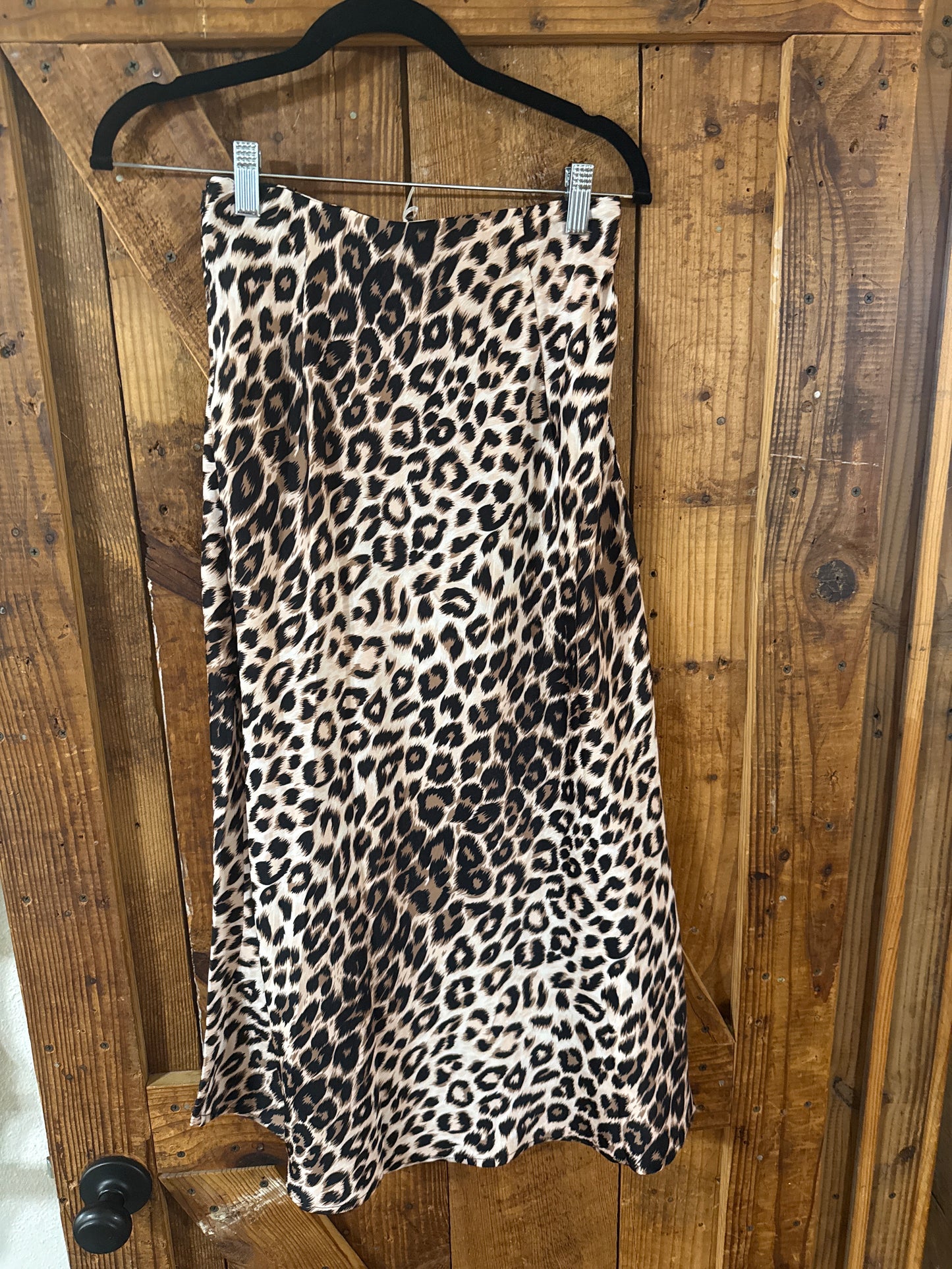 Leopard Satin Skirt