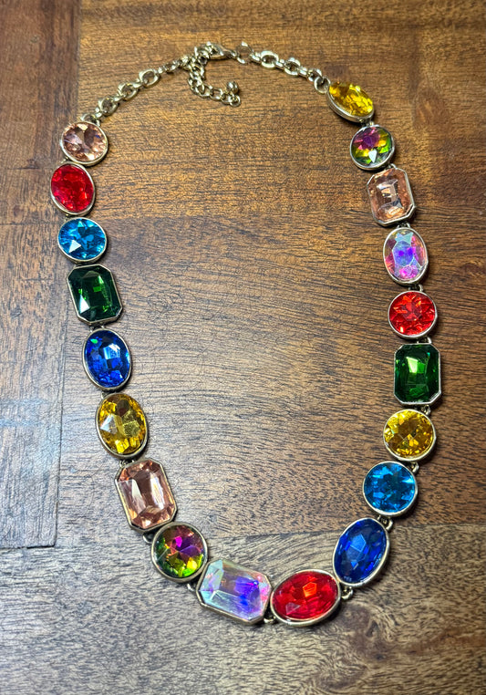 Multi gold rhinestone necklace