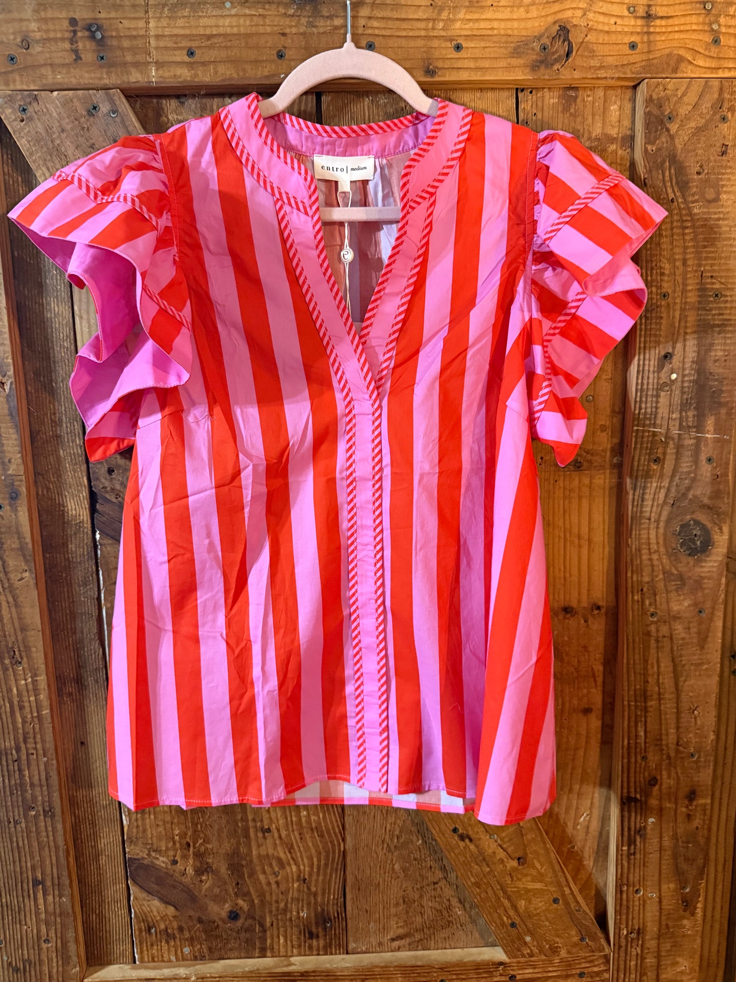Pink Orange Stripe Top