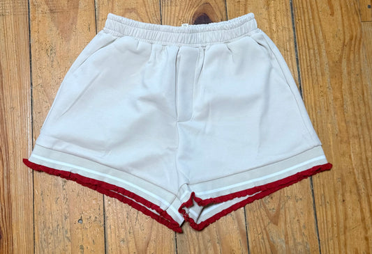 Cream & Red Ruffle Short- XS