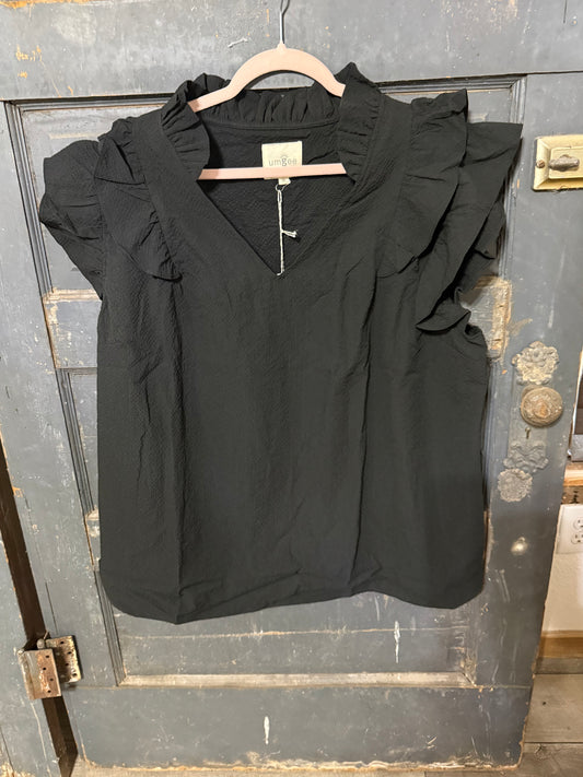 Black Ruffle Top (Plus)