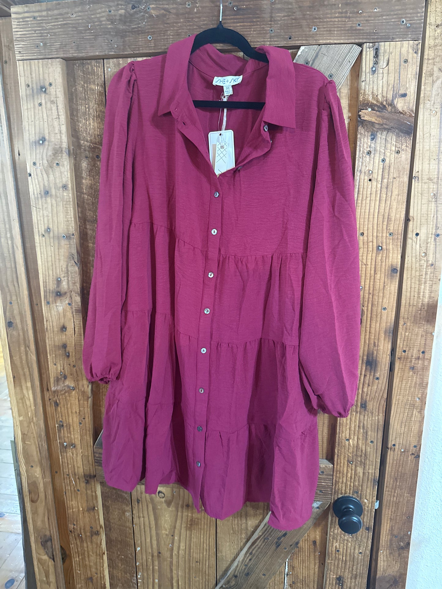 PLUS Berry Tiered Dress
