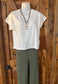 Olive Striped Tie Linen Pant