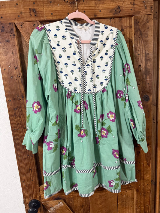 Green & Purple Floral Dress