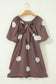 Polka Dot Print Knot Back Short Puff Sleeve Dress
