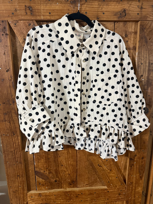 Black and Cream Polka Dot Top