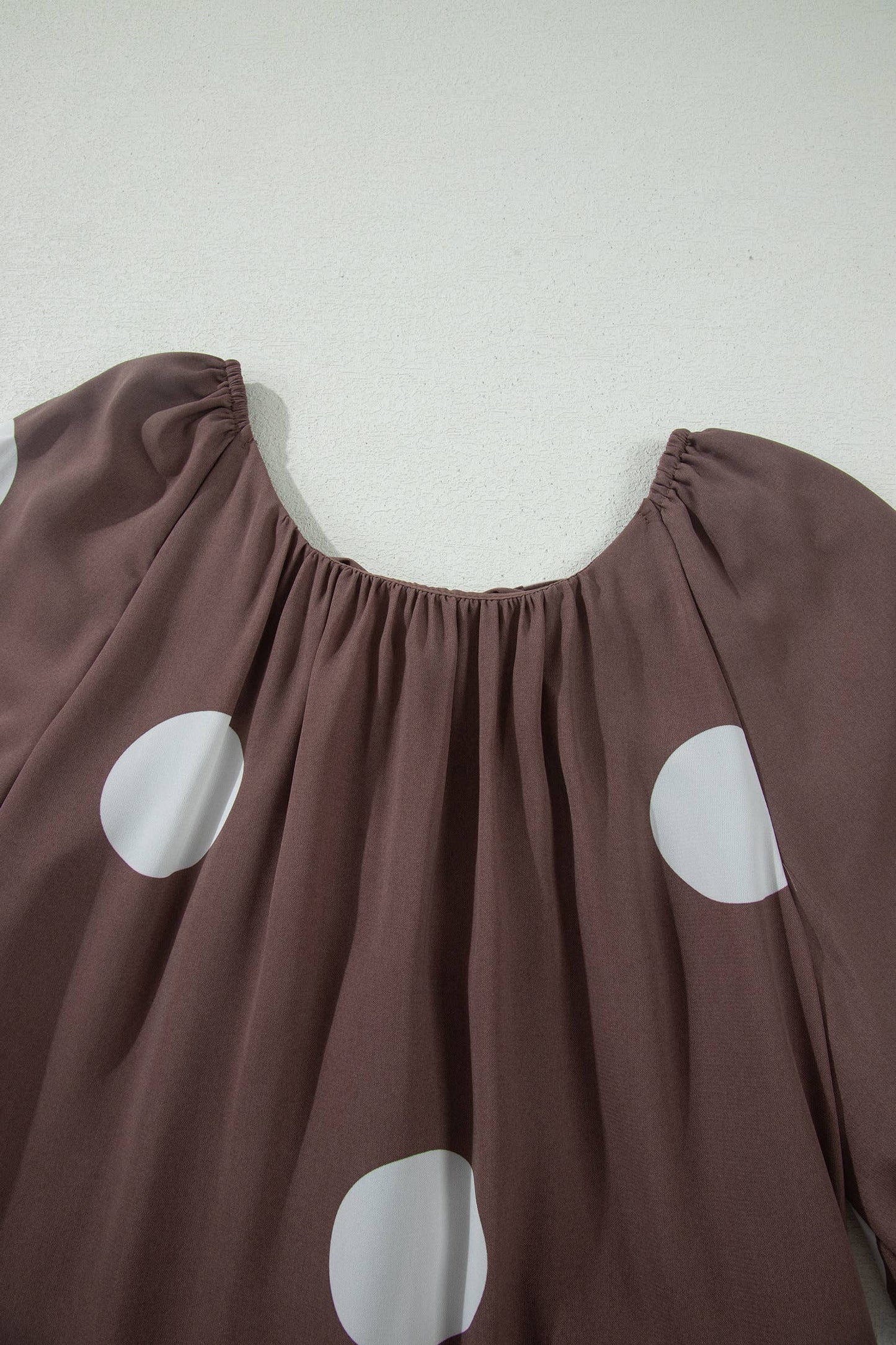 Polka Dot Print Knot Back Short Puff Sleeve Dress