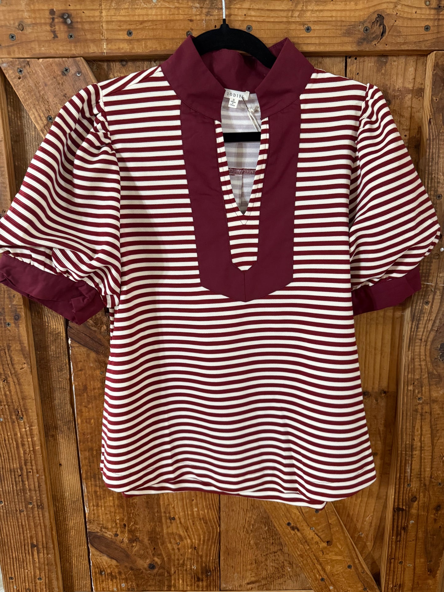 Burgundy Stripe Top