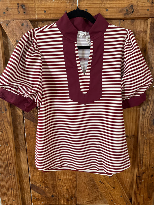 Burgundy Stripe Top