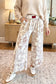 Floral Contrast Trim Elastic Waist Pant