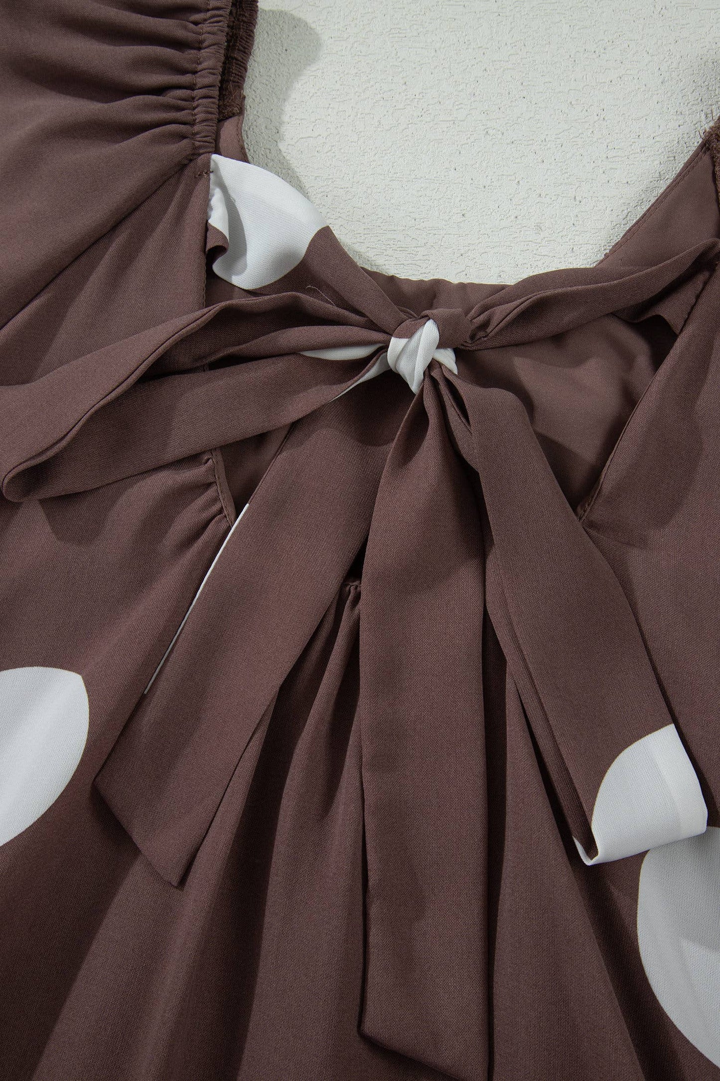 Polka Dot Print Knot Back Short Puff Sleeve Dress