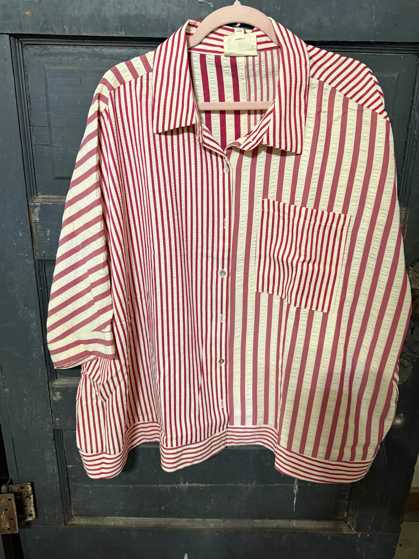 Raspberry Stripe Shirt(Plus)