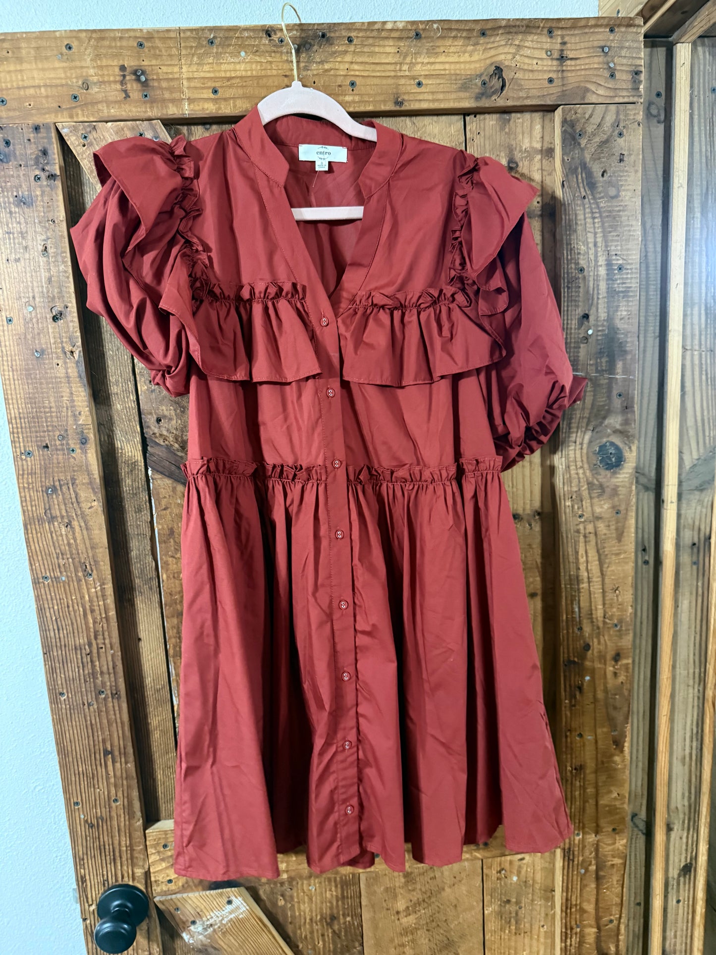 Rust Ruffle Dress