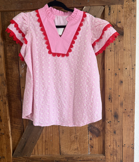 Pink Embroidery Top