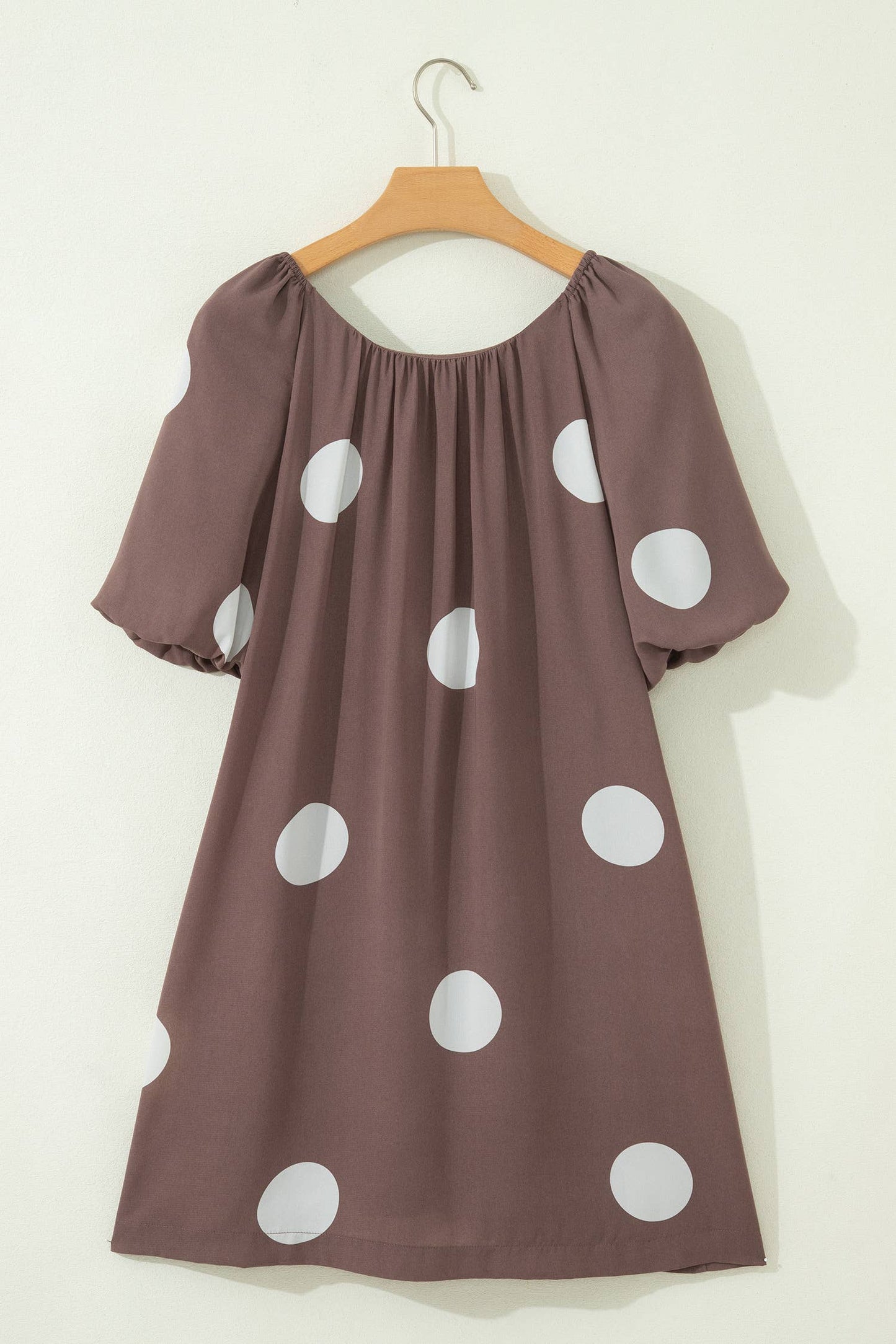 Polka Dot Print Knot Back Short Puff Sleeve Dress