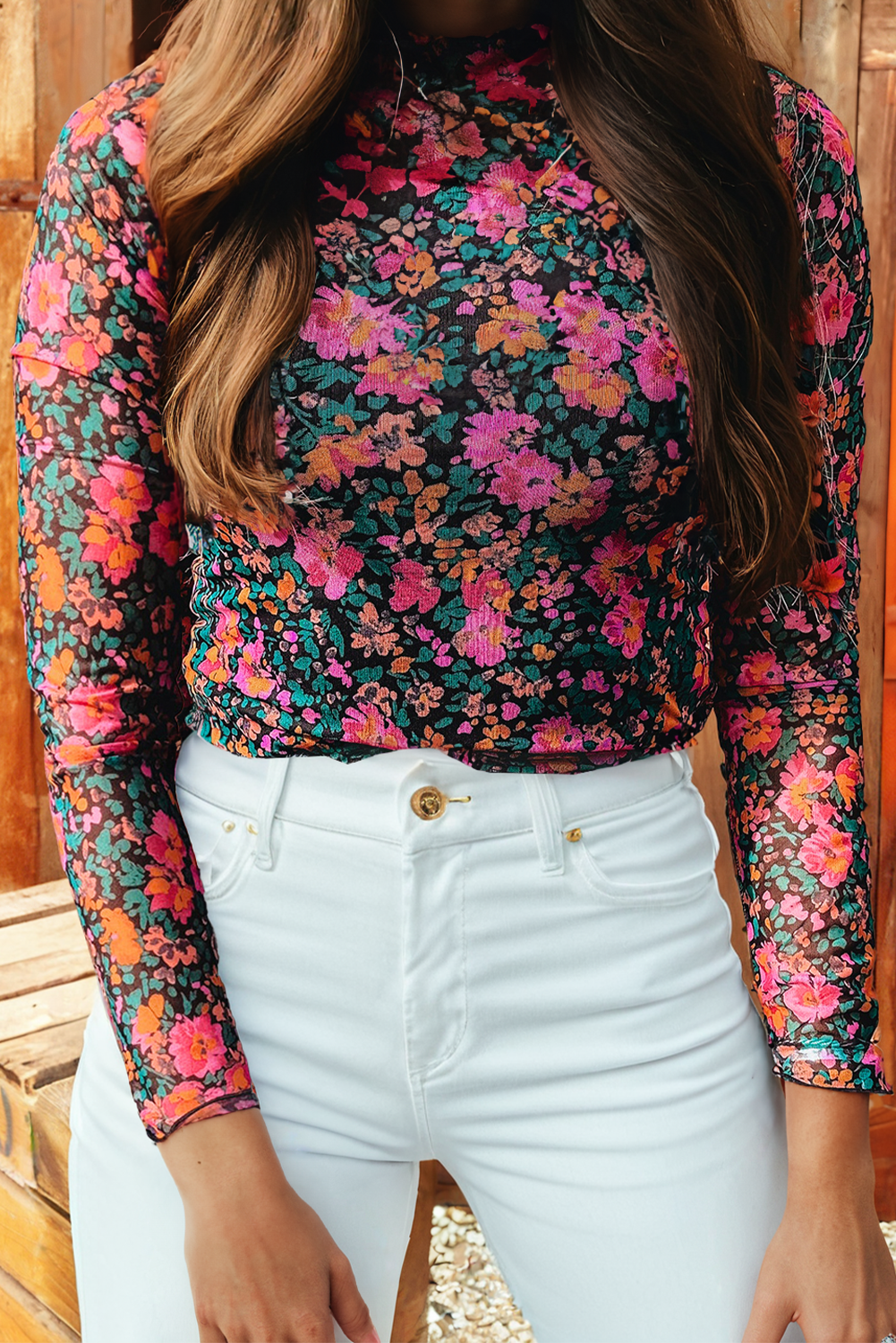 Floral Mesh Long Sleeve