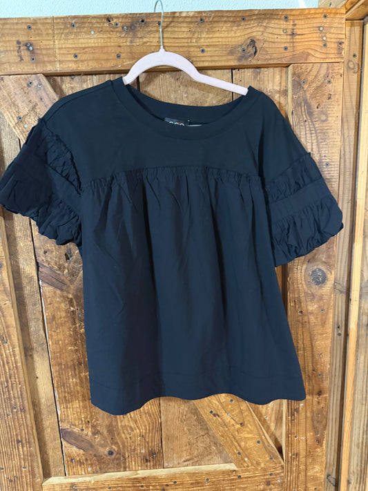 Black Ruffle T-shirt