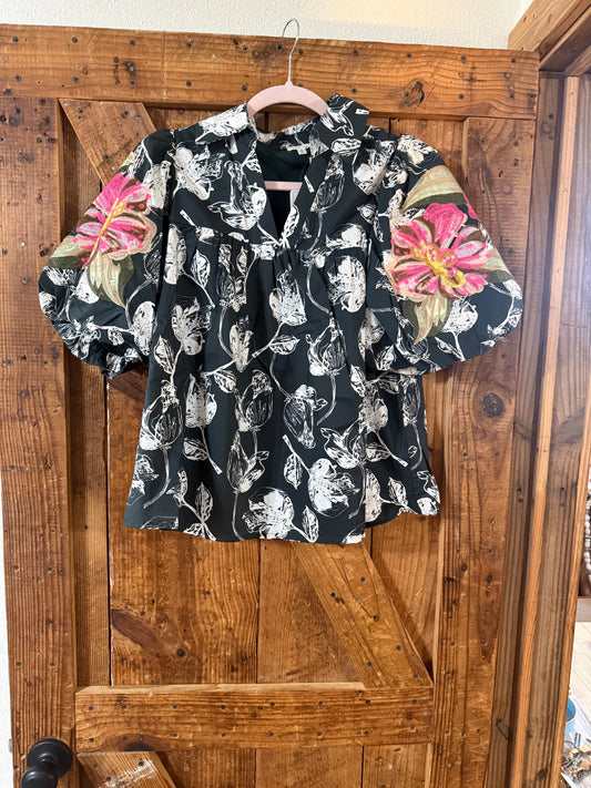 Hunter Green Floral Top