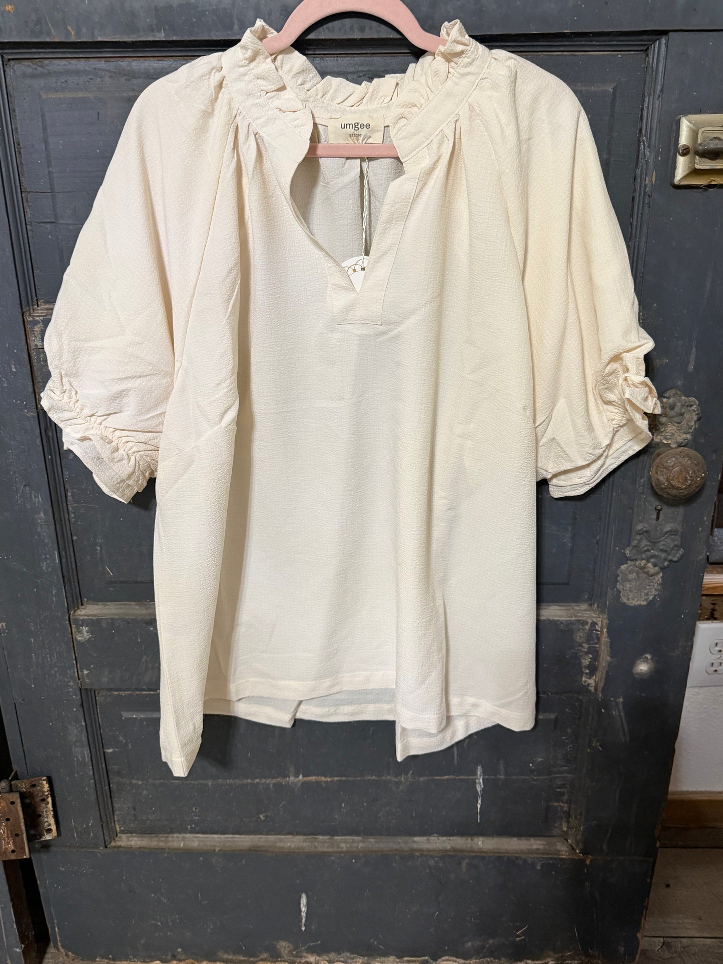 Cream Ruffle Top(Plus)
