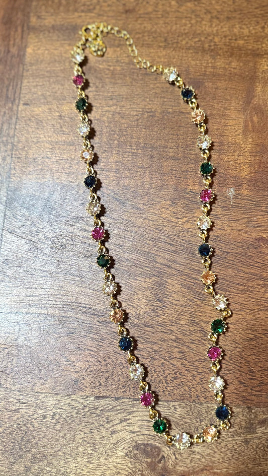 Small Gold Rhinestone Necklace
