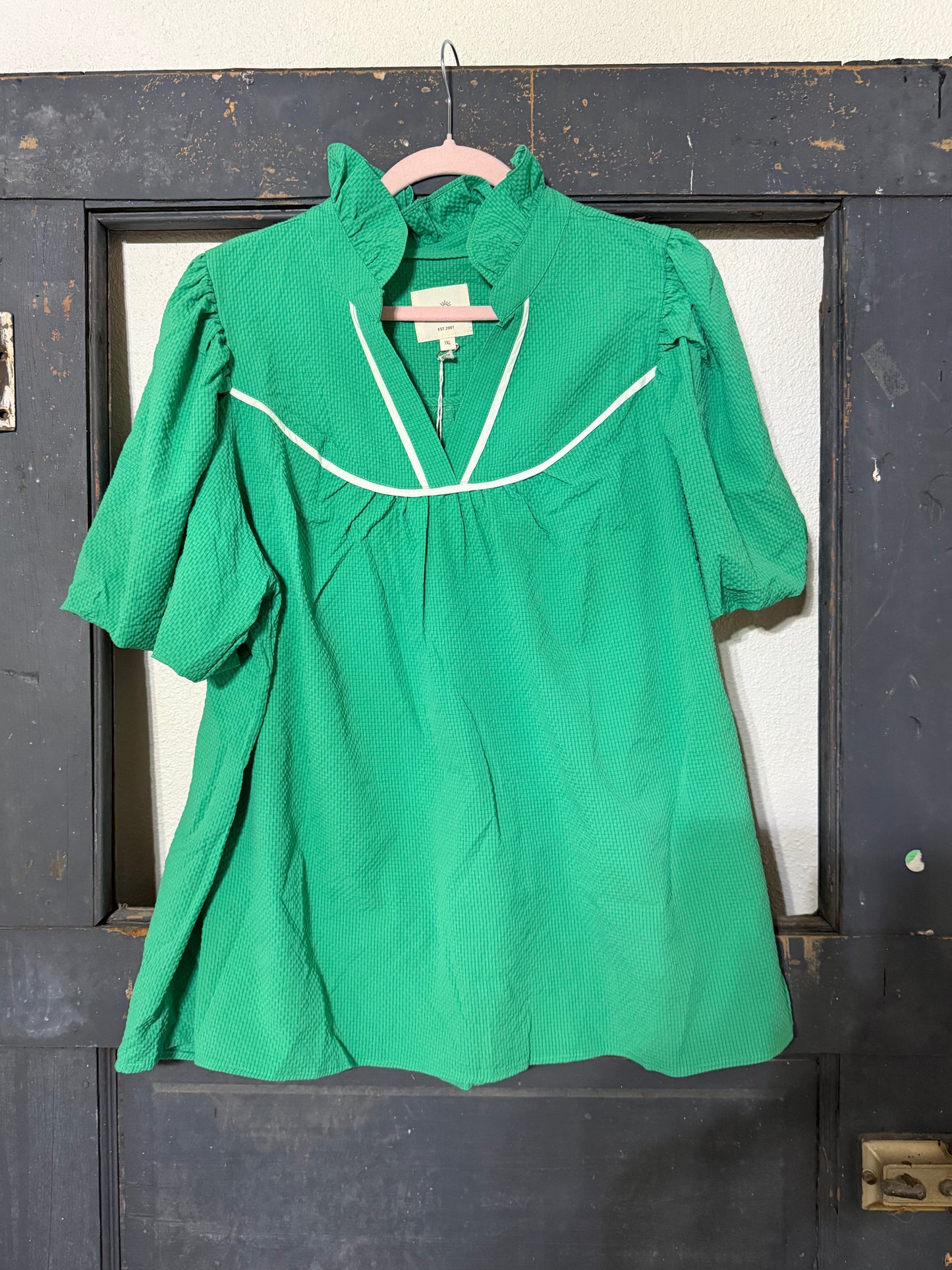 Green Ruffle Top(Plus)