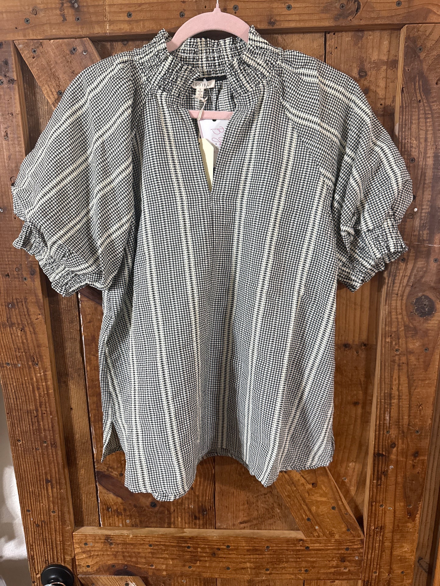 Cream & Black Ruffle Top