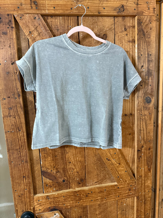 Grey Washed Short Sleeve Top