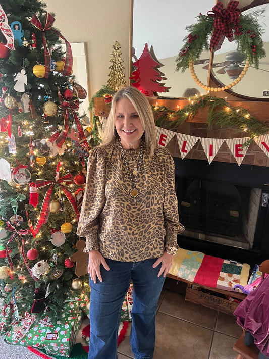 Metallic Leopard Printed Blouse