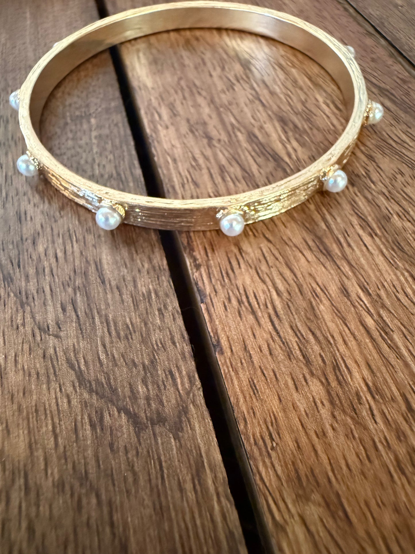 Gold Pearl Bangle