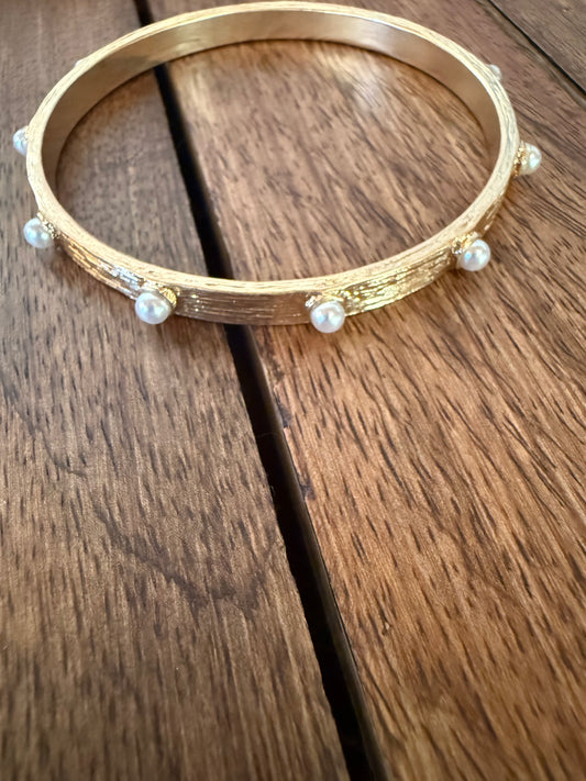 Gold Pearl Bangle