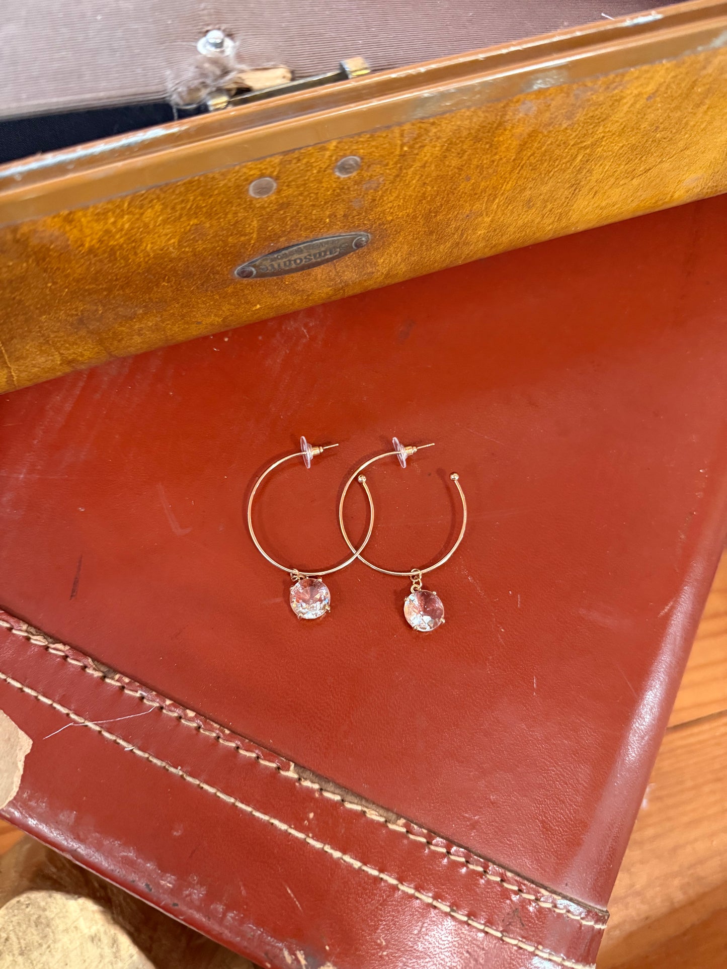 Rhinestone Drop Hoops