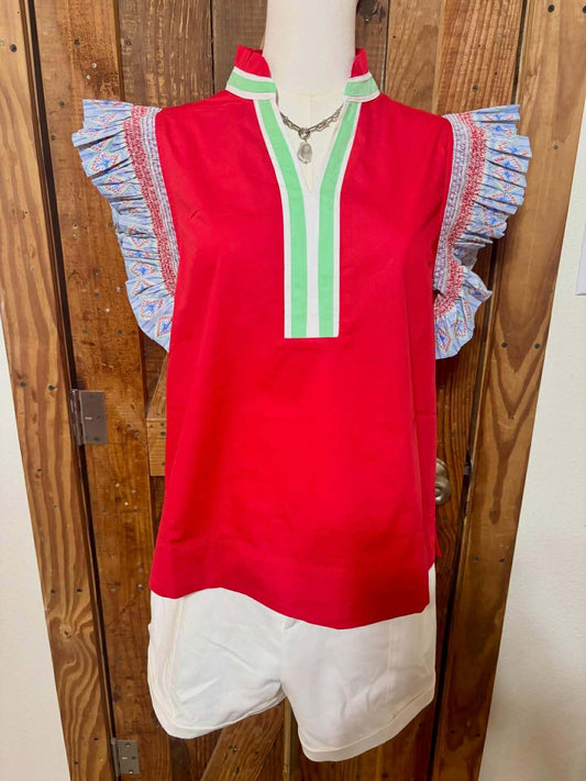 Red Ruffle Top