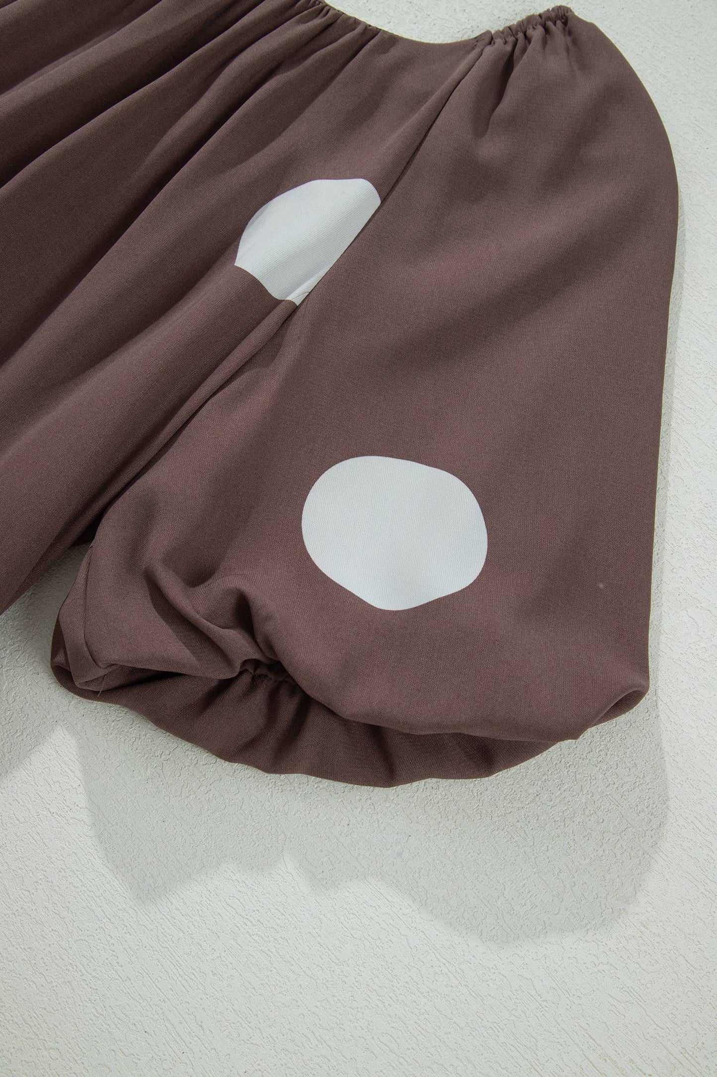 Polka Dot Print Knot Back Short Puff Sleeve Dress